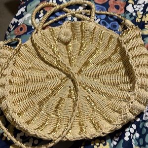 Mud Pie crossbody rattan purse